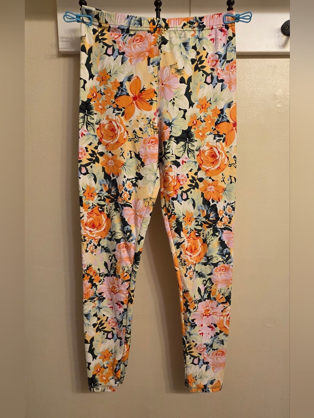 Floral Rose Cottagecore Boho Ankle Leggings Buttery Soft Stretchy Pants  S/M/L